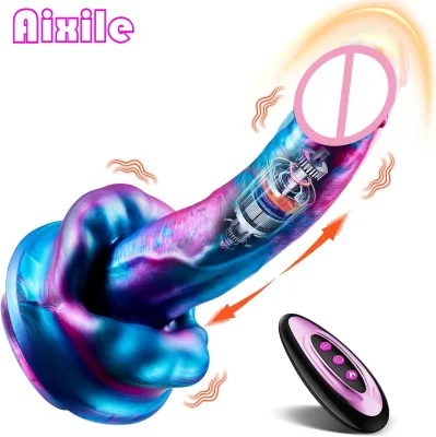 Thrusting Fantasy Dildo with Vibrating Heating Modes 9'' Suction Cup G Spot Anal Vibrator for Couples G-spot Prostate Massager