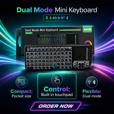M15 2.4G Wireless Air Mouse Mini Keyboard Rechargeable Backlit Remote Control for Smart TV Set Top Box Projector PC