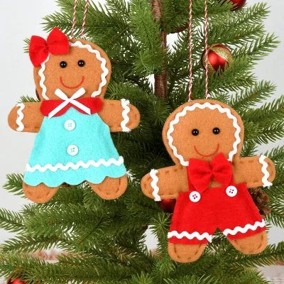 Fabric Gingerbread Man Pendant for Christmas Decorations for Tree Scene Arrangement and Holiday Ambiance