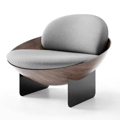 High Quality Wooden Lounge Low Back Leisure Chair Modern Luxury Living Room Hotel Villa Furniture
