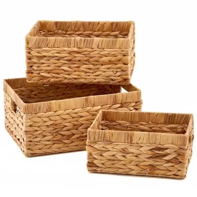 Decorative Straw Basket Collapsible Narrow Laundry Hamper 12" Hyacinth Pantry Storage Integrated Seagrass Diaper Clothes Keeping
