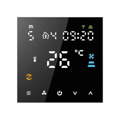 Programmable touch screen fan coil thermostat with color display