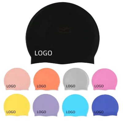 Customize Printing Funny logo Ear protection Silicone Swimming Caps for Men