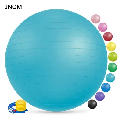 JNOM Anti-Burst Yoga Ball Exercise Ball with Foot Pump Textured Non-Slip Stability Ball for Pilates Core Training Home Gym