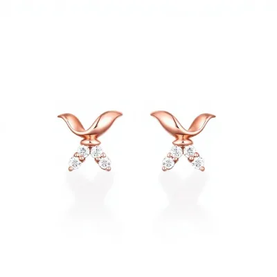 Women's Moissanite Earrings 18K Rose Gold Butterfly Shape Employee Benefits