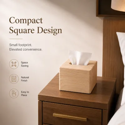 Lacquered Tissue Box Premium Tissue Storage Box for Hotel Room Hospitality Supplies