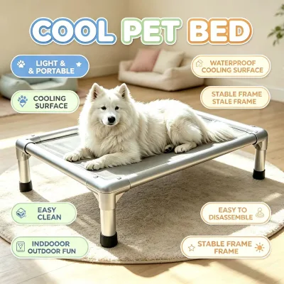 Luxury Outdoor Foldable PVC Dog Bed Eco-Friendly and Cooling Summer Sleeping Mat Solid Pattern Elevated Dog Beds for Pets Cats