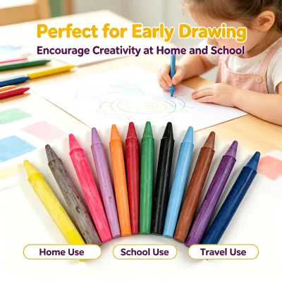 Wholesale Jumbo Safety Beeswax Crayons Easy Grip Unbreakable Baby Coloring Beeswax Crayon
