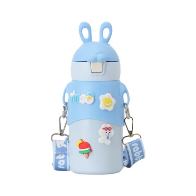 Custom Cartoon 316 Stainless Steel Vacuum Flasks Thermoes Kids with Sleeve Strip Rabbit Shape