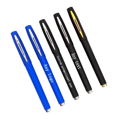 Factory Customized Black Color Business Gift Cheap 0.5mm Luxury Plastic Pen With Logo