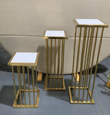 Gold and White Square Steel Metal Centerpiece Stands