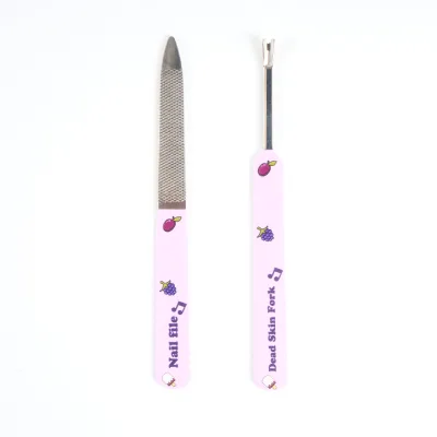 Double Sided Nail File Art Care Files Cuticle Trimmer Stainless Steel Nail File With Cuticle Fork