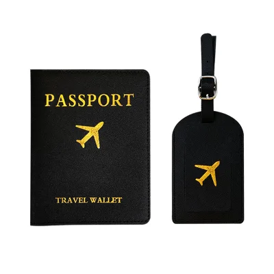 Cross-Border Spot Passport Holder Set with Luggage Tag PU Material Business Card Case Cover