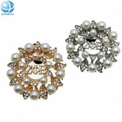 New Arrival Greek ZPB Sorority Shoe Clip Pearl Flower Zeta Phi Beta Shoe Buckle for Sisterhood Graduation Gifts