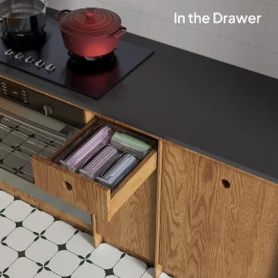 Acrylic Multifunctional Storage Box for Baggie Bags, Drawer Organizer Compatible with Gallon, Quart, Sandwich, Snack, Freezer