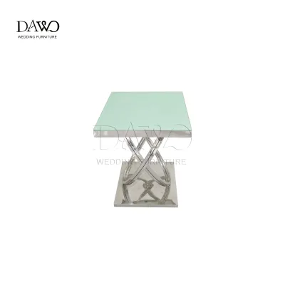 Modern Durable Hotel Dining Event Table Square X-Cross Stainless Steel Side Table for Outdoor Banquet