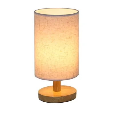 2024 Simple Modern LED Wireless Charger Dimmable Nightstand Lamp Wood Fabric Table Lamp for Home Office Living Room Bedside