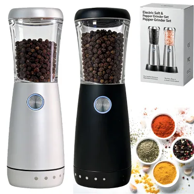 Large Storage Electric Pepper and Salt Grinder Set High-Efficiency Electric Spice Mill with Cleaning Brush Global Delivery