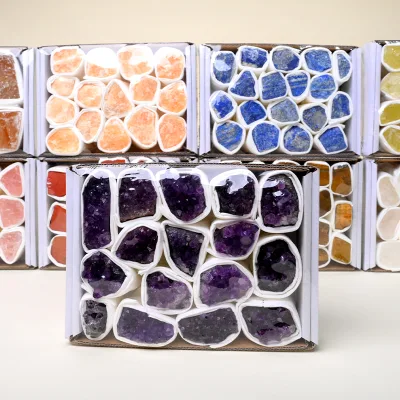 Hot Sale High Quality Natural Amethyst Cluster Raw Gemstones Crystal Rough Stone Box Set