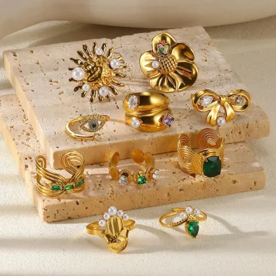 Wholesale New Pearl Titanium Steel Ring, Light Luxury and Versatile, Stainless Steel Ring, High-end Feel, Does Not Fade.