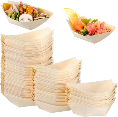 Biodegradable Compostable China Disposable Wooden Sushi Boat For Food Container