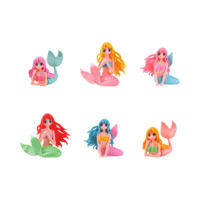 Shell Mermaid Fishbowl Cake Topper Wedding Figurine Cute Animal Figurine for Decoration