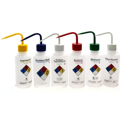 LDPE Safety Wash Bottle Set-Acetone, Ethyl Alcohol, Methanol, Isopropanol, Distilled Water