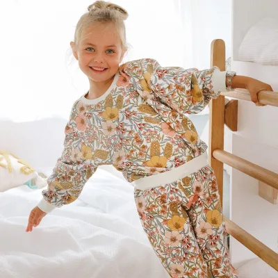 Cotton Gender Neutral Long Sleeve Summer Baby 2-Piece Jumper Sweater Suit and Pant Set with Customized Color