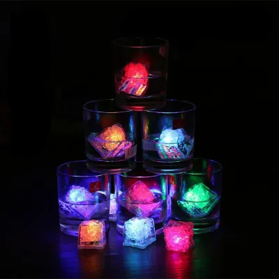 Water Activated Color Changing Multi Color LED Light up Plastic Ice Cubes for Drinks Dark Flashing on Cocktails Party & Bath