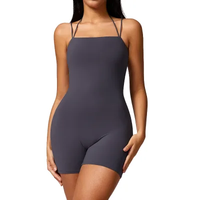 New Design Suspendersweat Dress Short Sleeves Women Custom Workout Apparel Dress Soft Quick Dry Thong Compressed Dress