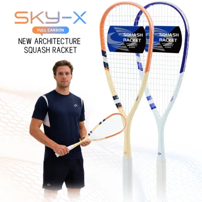 SKY.X 100%Full Carbon Squash Racket, 149g Ultra-Light + 3D Textured Design, Anti-Twist Frame, Premium Racket Bag + Gradient Grip