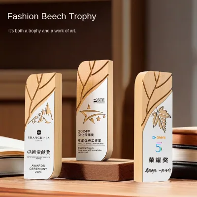 Factory Direct Supply Creative Sports Style Waterproof Laser Engraved Wood Trophy Medal for Staff Awards Souvenirs Wholesale