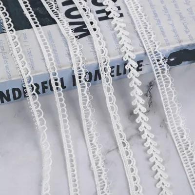1CM Half Hollow-Out Polyester Thread Water-Soluble Lace Embroidery Clothing DIY Neckline and Cuff Polyester Lace Trim