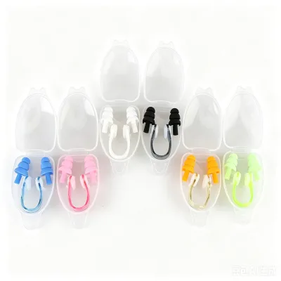 Silicone Nose Clip Earplug Set-Unisex Three-Layer Design Anti-Water Anti-Slip Comfortable Wear; Swimming Training Helps Avoid