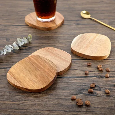 olive Wood Coasters Set of 4 personalised wood coaster Unique Shaped Non-Slip blank-wood-coasters