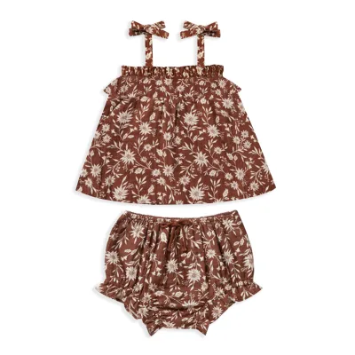 IBaifei Custom Print Bamboo Soft Cotton Casual Style 2-Piece Summer Dress Set for Girls Sleeveless Soft Dresses