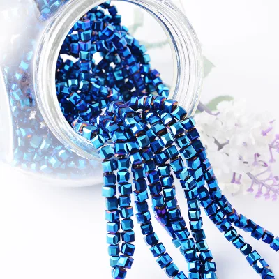Machine Cut Glass Plated Color Square Beads,Cube Glass Crystal Beads Wholesale for Decorating