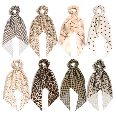 Leopard Print Ribbon Hair Tie New Trendy European and American Niche Simple Temperament Hair Scrunchies