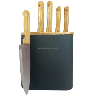 Stainless Steel Full Blades Knives Bamboo Handle Knife Block Set