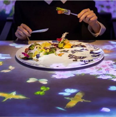 New Design Interactive Restaurant Projection Dining Table with 110V/220V Power 12-Month Warranty Commercial Use