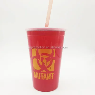 Reusable Plastic Straw Cups Customized Printing Stadium Cup 16oz Stadium Cups for Party Events