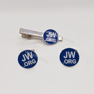 Personalized JW.org Metal Pin Barrette Tie Clip Creative Backpack JW.org Cufflink Set Engrave Business Set Tie Clip and Cufflink
