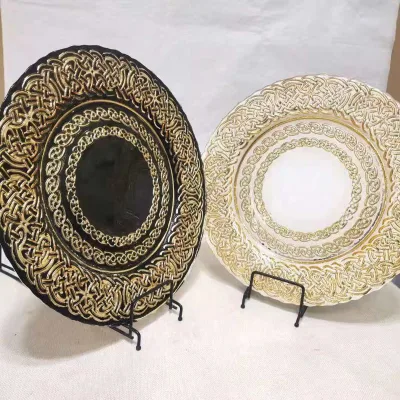 Wholesale Customized Antique Glass Charger Plate Handpainted Sustainable China for Weddings and Foods European Design Style