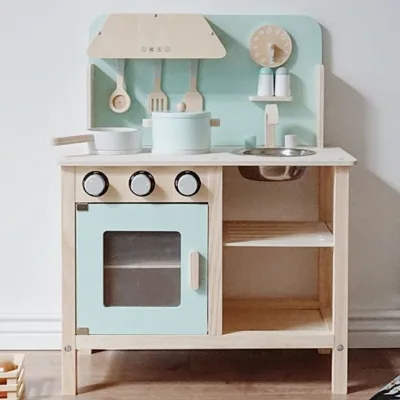 New Solid Wood Pine Wood KD Children Cooking Toy Set Miniature Kid Play Kitchen Toys Set for Girl