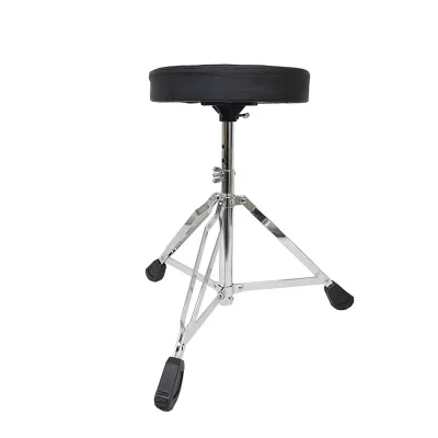 Adjustable Double-Braided Legs Drum Throne Stool Portable with Foam-Cushioned Seat for Musical Instrument Accessories