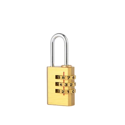 20mm Gold Security 3 Zinc Alloy Dial Wheels Brass Combination Padlock
