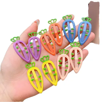 Kids Candy Hair Clips Candy Color Hollow Out Carrot BB Clips Cute Girls Bangs Hair Barrettes