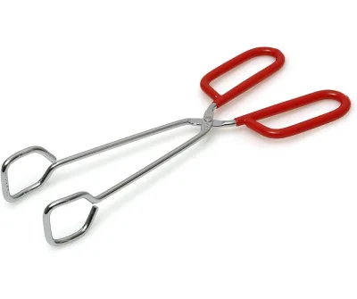10-Inch Heavy Duty Stainless Steel Kitchen Tongs Non-Slip Comfortable Red Grip Design Heat Resistant for BBQ and Cooking