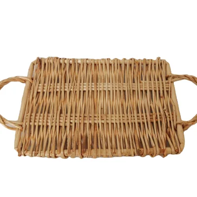 Wicker Willow Woven Tray Afternoon Tea Tableware Dessert Plate Bread Plate Household Food Decoration Plate