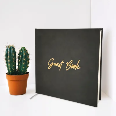 Elegant Rustic Wedding Guestbook, Simple Wedding Decor Bridal Shower Gift PU Cover Wedding Guest Book